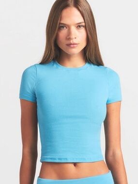 Skims Cotton Rib Shirt in Water